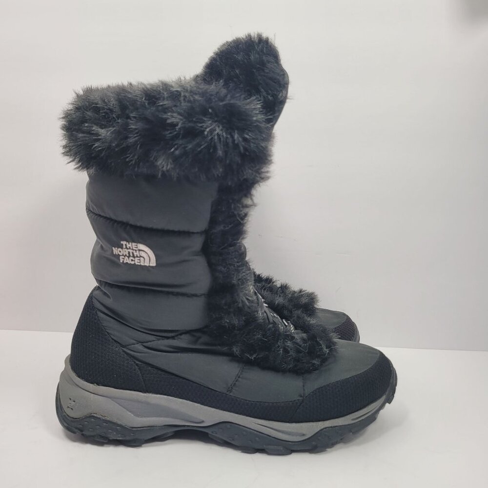 The North Face Nuptse Down Women's Faux Fur Winter Black Boots US Size 6
